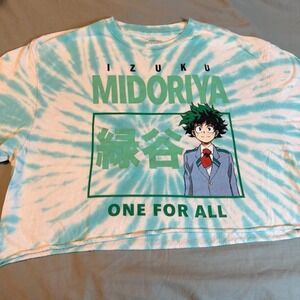 My Hero Academia Izuku Midoriya Crop Top Tie Dye Anime Shirt Womens Large